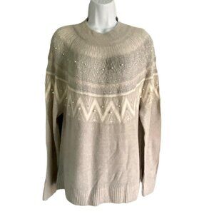 Cocobleu Pullover Embellished Gray Sweater Women's Medium
